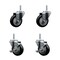 Service Caster 35 Inch Black Polyurethane Wheel Swivel 58 Inch Threaded Stem Caster Set 2 Brakes SCC SCC-TS20S3514-PPUB-BLK-58212-2-TLB-2 - alternate 1